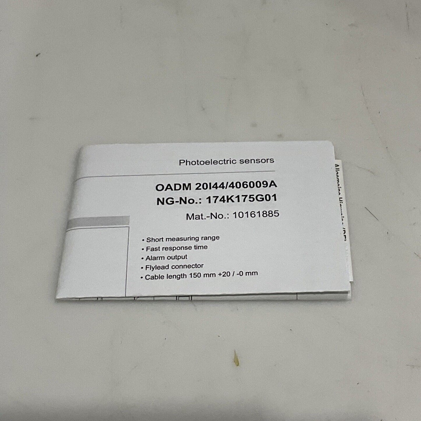 BAUMER OADM 20I44/406009A PHOTOELECTRIC DISTANCE SENSOR U3S