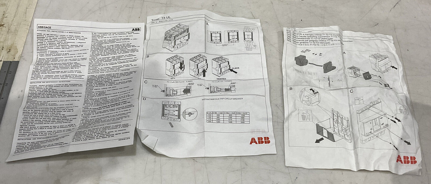 ABB T3N175TWA 175A CIRCUIT BREAKER U3S