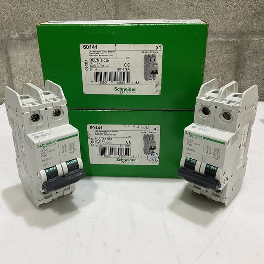 SCHNEIDER ELECTRIC 60141 MINI CIRCUIT BREAKER 2P 6A 240V MULTI 9 LOT OF 2 U3S