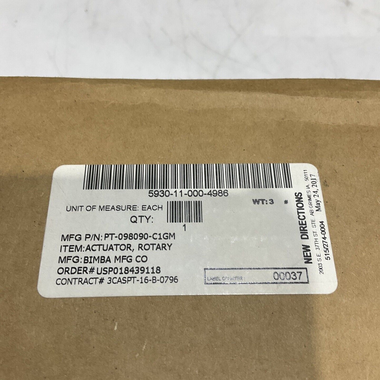 BIMBA PT-098090-C1GM ROTARY ACTUATOR U3S