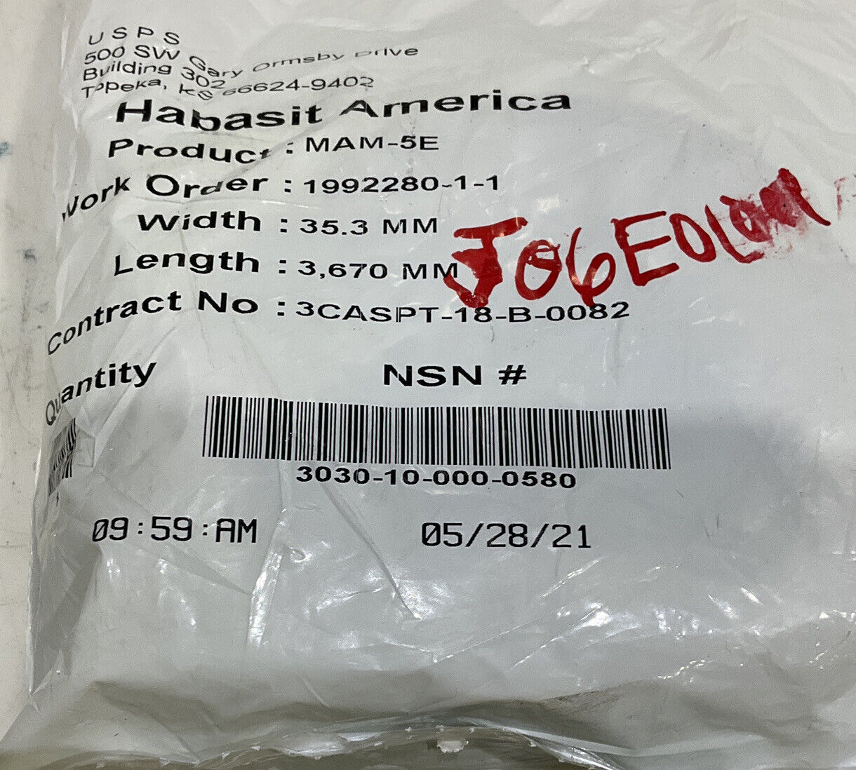 HABASIT AMERICA MAM-5E 35.3MM 3670MM BELT LOT OF 2 U3S