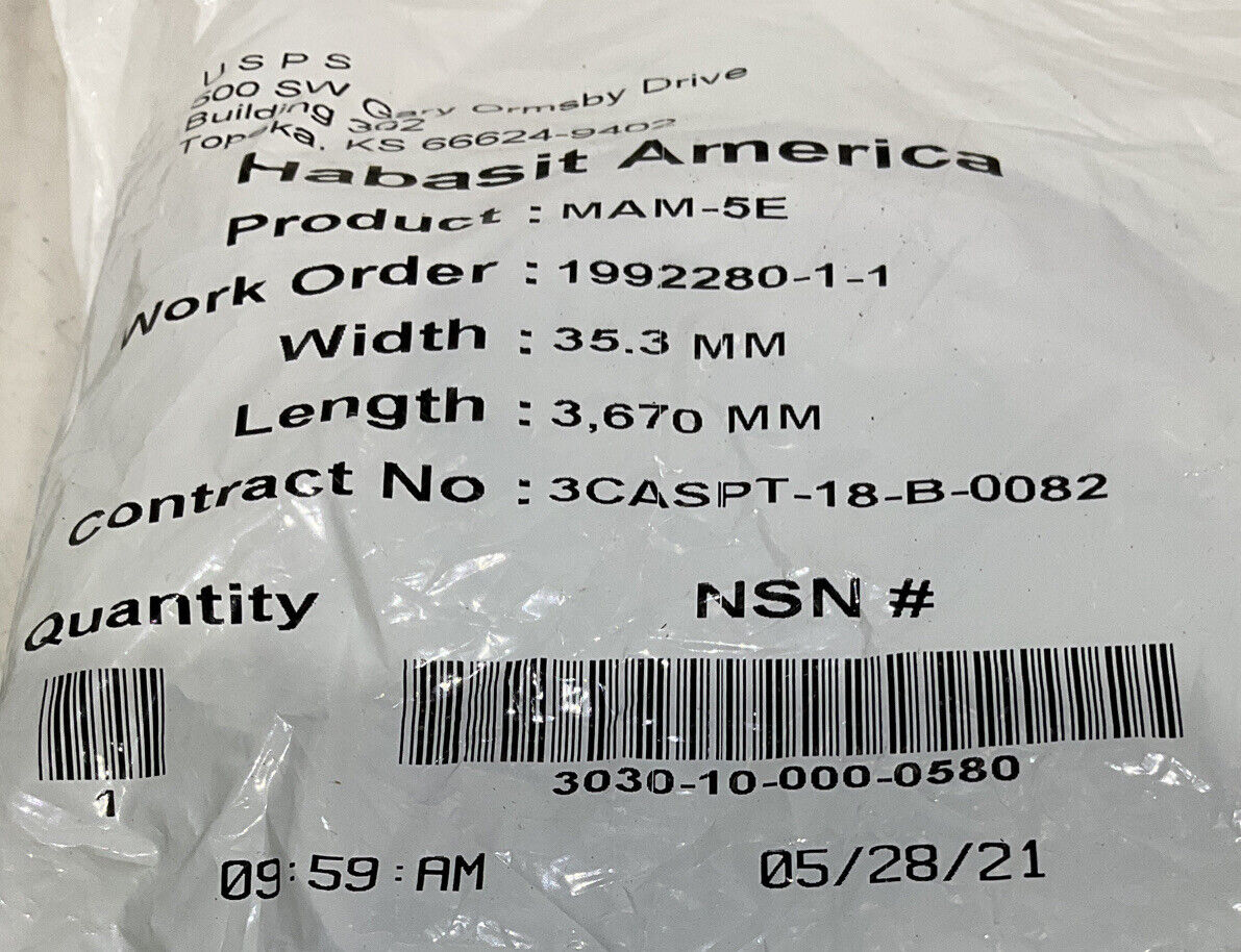 HABASIT AMERICA MAM-5E 35.3MM 3670MM BELT LOT OF 2 U3S