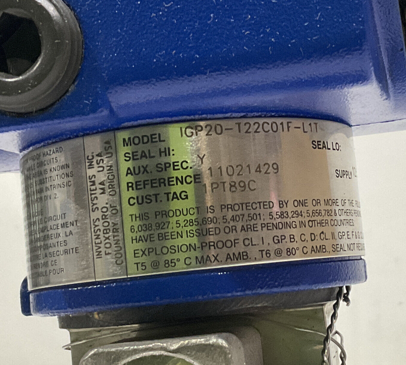 FOXBORO IGP20-T22C01F-L1T DIFFERENTIAL PRESSURE TRANSMITTER 373