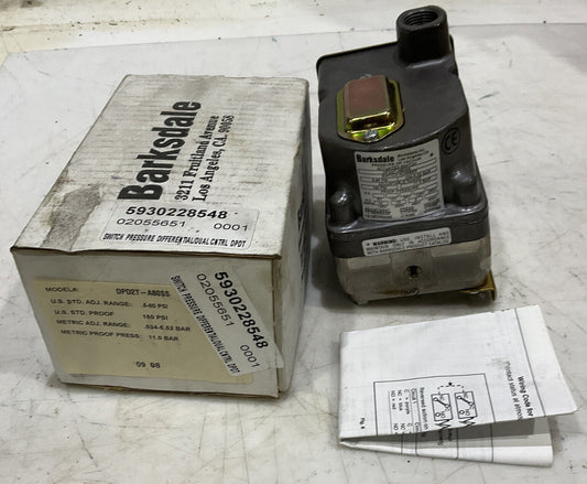 BARKSDALE DPD2T-A80SS PRESSURE OR VACUUM ACTUATED PRESSURE SWITCH 373
