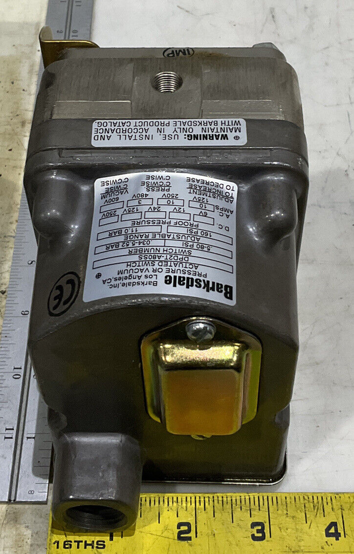 BARKSDALE DPD2T-A80SS PRESSURE OR VACUUM ACTUATED PRESSURE SWITCH 373