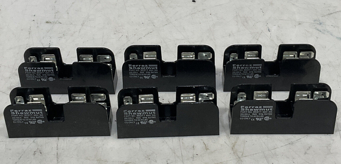 FERRAZ SHAWMUT 30311 30A 600V FUSE BLOCK LOT OF 6 373