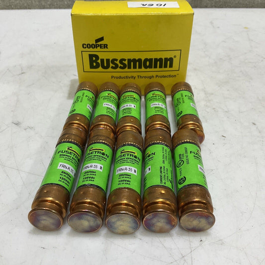 COOPER BUSSMANN FRN-R-35 FUSES DUAL ELEMENT TIME DELAY 250 V R5 LOT OF 10 373