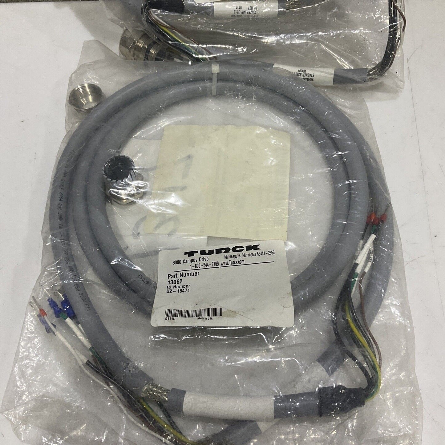 TURCK U2-16471 CABLE ASSEMBLY W4007 LOT OF 2 U3S