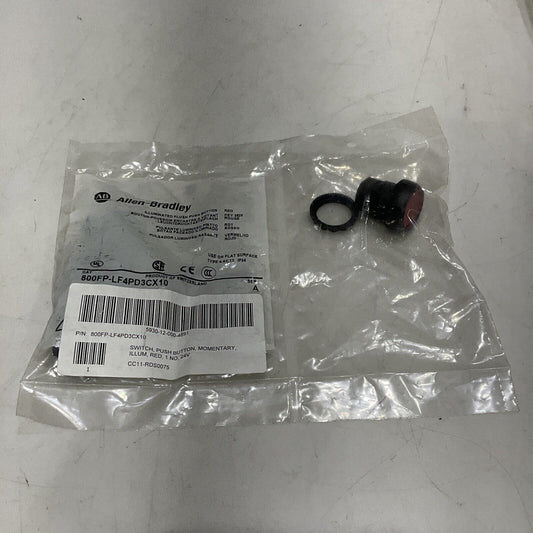 AB 800FP-LF4PD3CX10 RED ILLUMINATED FLUSH PUSH BUTTON SWITCH 24V U3S