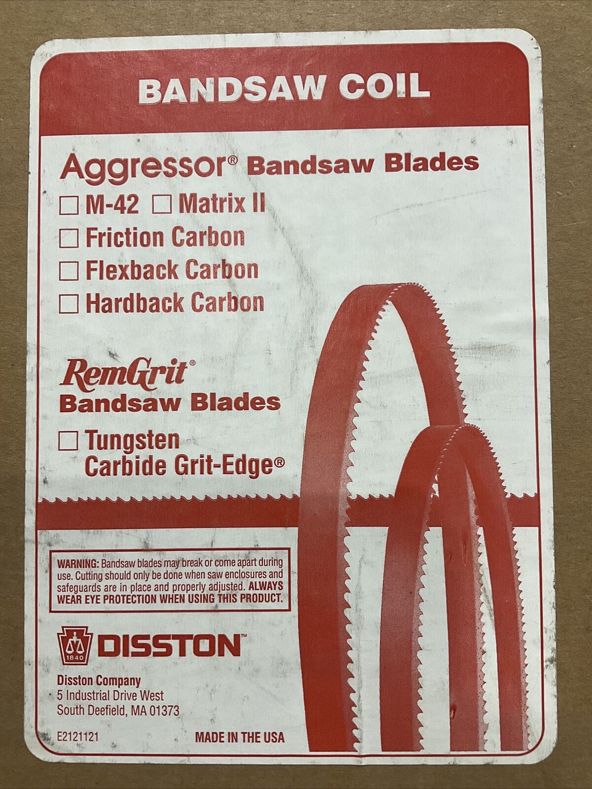 AGGRESSOR A833C250 E0102987 BANDSAW BLADE CUTTING 1/2 W .035 THK 235L 14RR 373