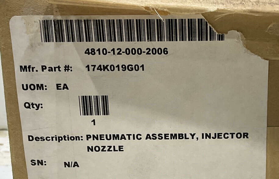 GENERAL SUNX DP-100 174K019G01 INJECTOR NOZZLE PNEUMATIC ASSEMBLY U3S