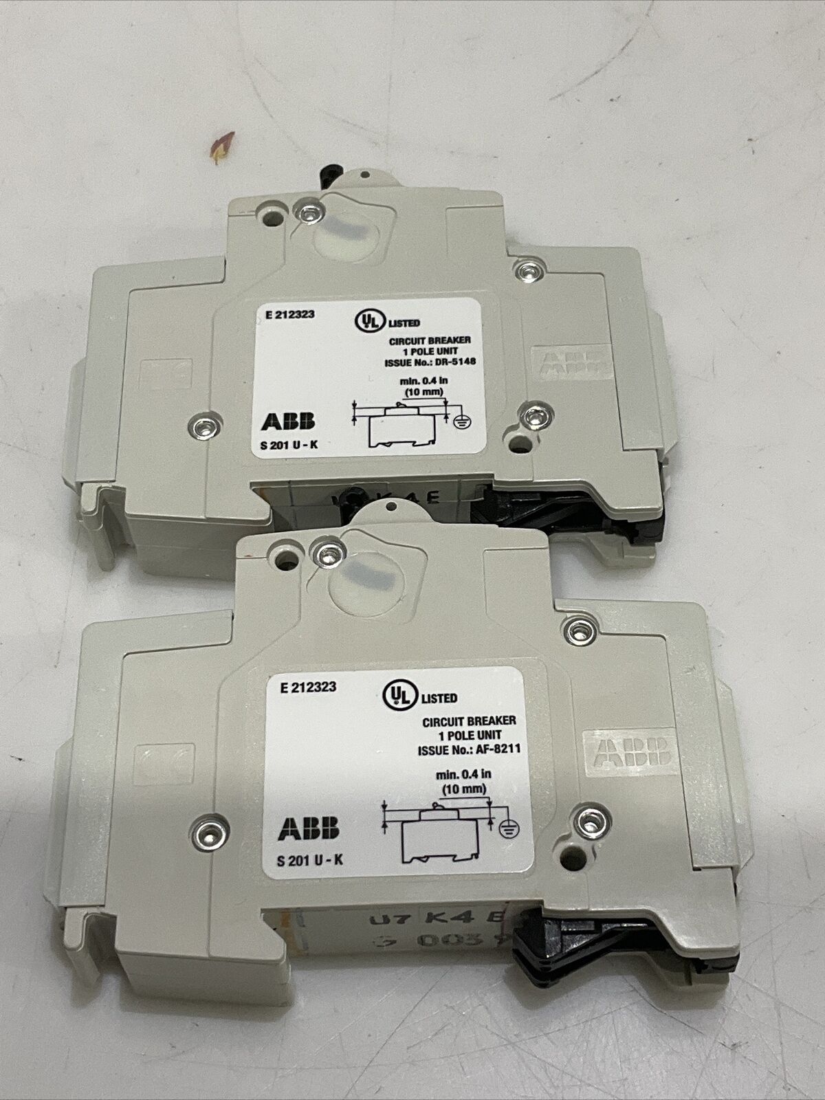 ABB MINI CIRCUIT BREAKERS S201U-K S201-C20 2201U-K4 S201-C10 LOT OF 5 U3S