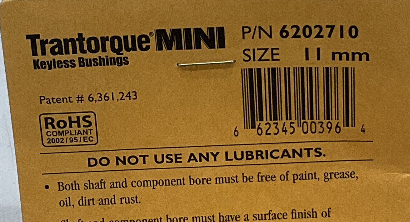 TRANTORQUE MINI 6202710 11MM BUSHING U3S Industrial Garage Sales