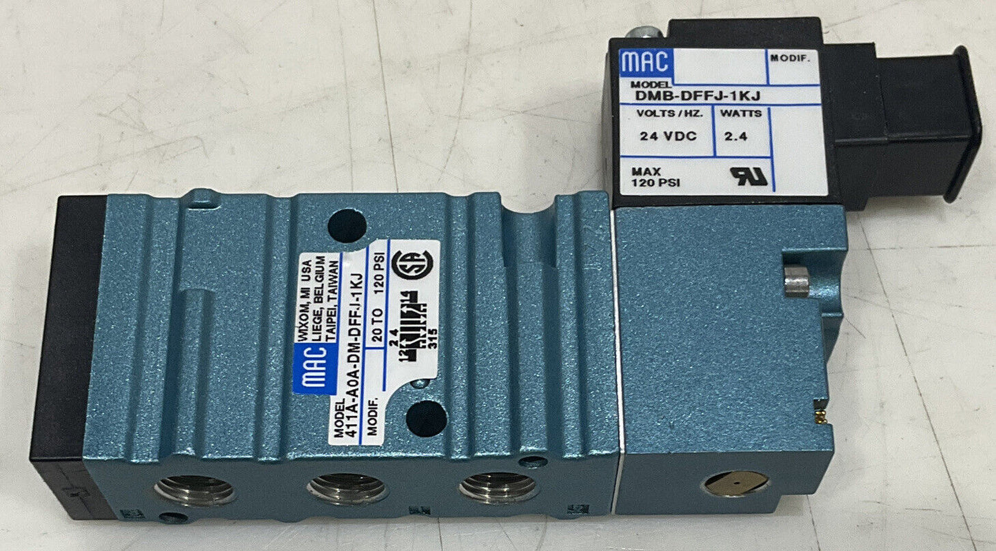 MAC 411A-A0A-DM-DFFJ-1KJ PNEUMATIC SOLENOID AIR VALVE U3S