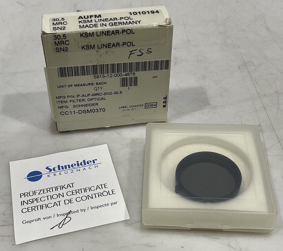 SCHNEIDER KREUZNACH IF-AUF-MRC-SN2-30.5 OPTICAL FILTER CC11-DSM0370 U3S