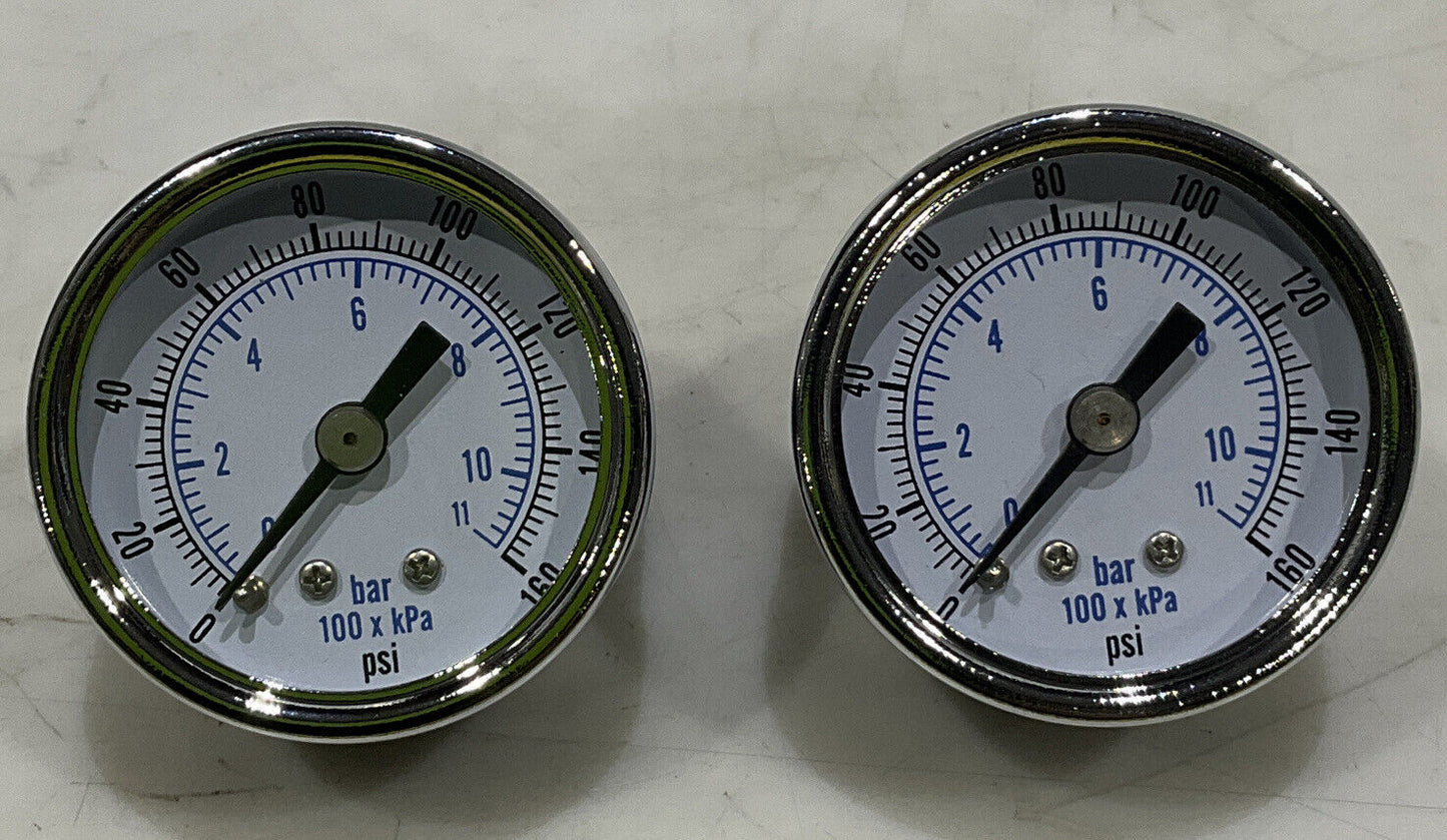SAD150-160 1.5” ST/BR CBM 1/8” NPT 0-160PSI/BAR PRESSURE GUAGE LOT OF 2 U3S