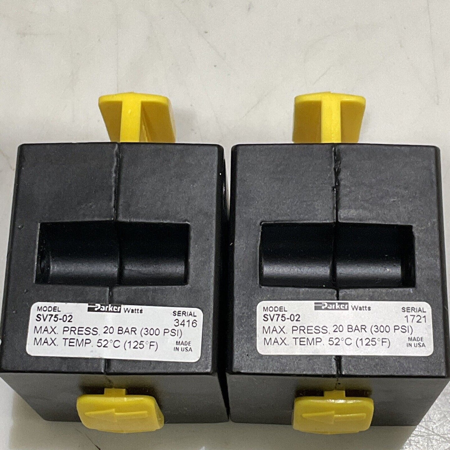 PARKER SV75-02 PNEUMATIC SHUT OFF VALVE 1/4” PORT  300 PSI 20 BAR LOT OF 2 U3S