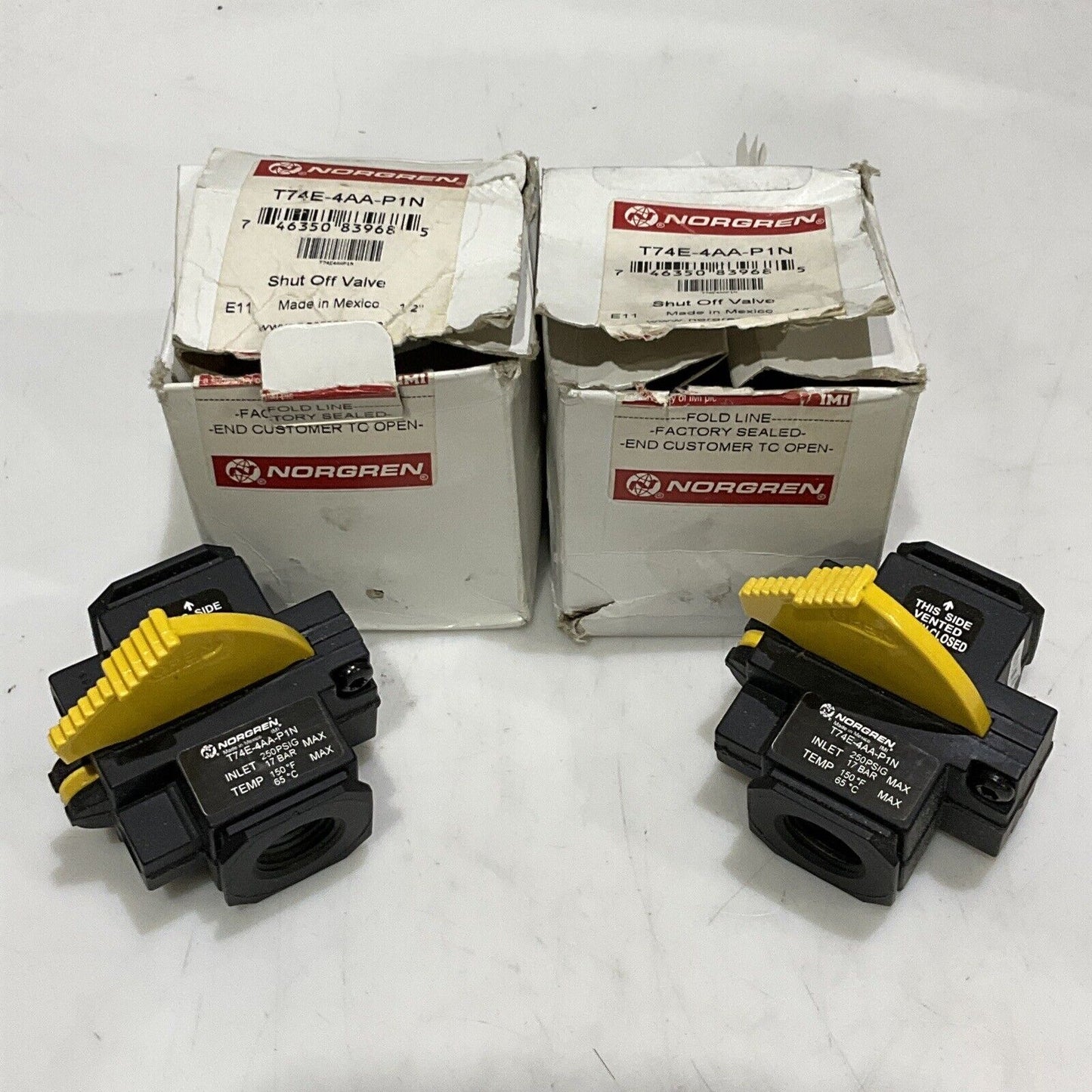 NORGREN T74E-4AA-P1N SHUT OFF VALVE 250 PSIG 17 BAR 150F 1/2” LOT OF 2 U3S