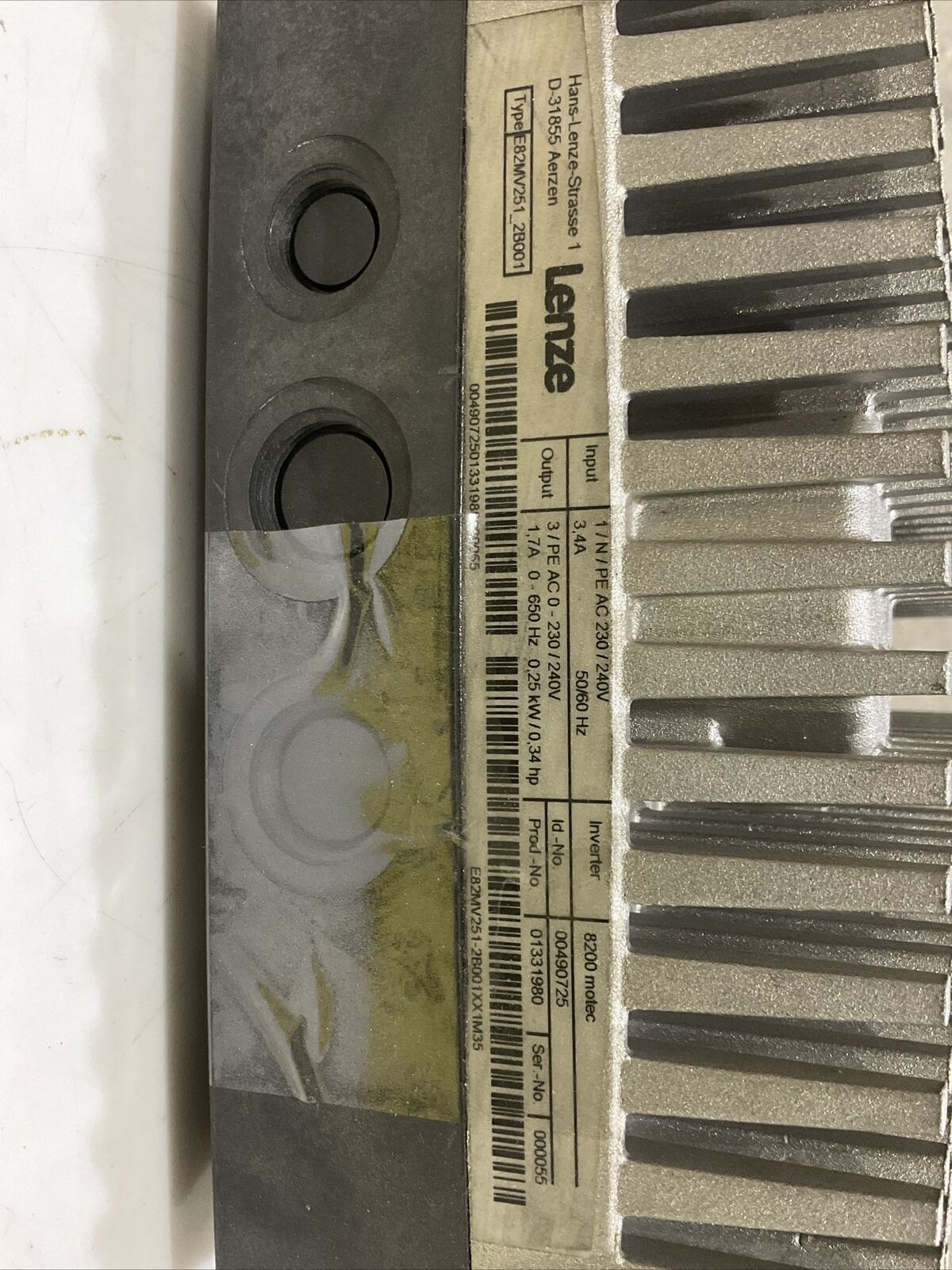 LENZE E82MV251_2B001 INVERTER 8200 MOTEC 230/240V 50/60HZ U3S