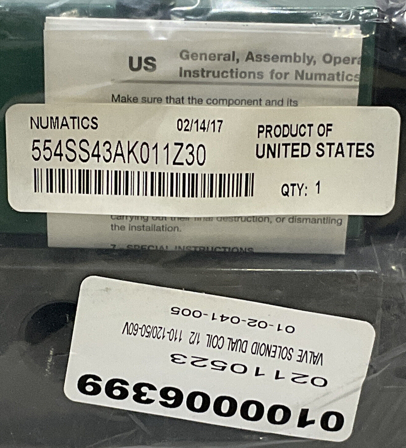 NUMATICS 554SS43AK011Z30 DUAL COIL SOLENIOD VALVE 373