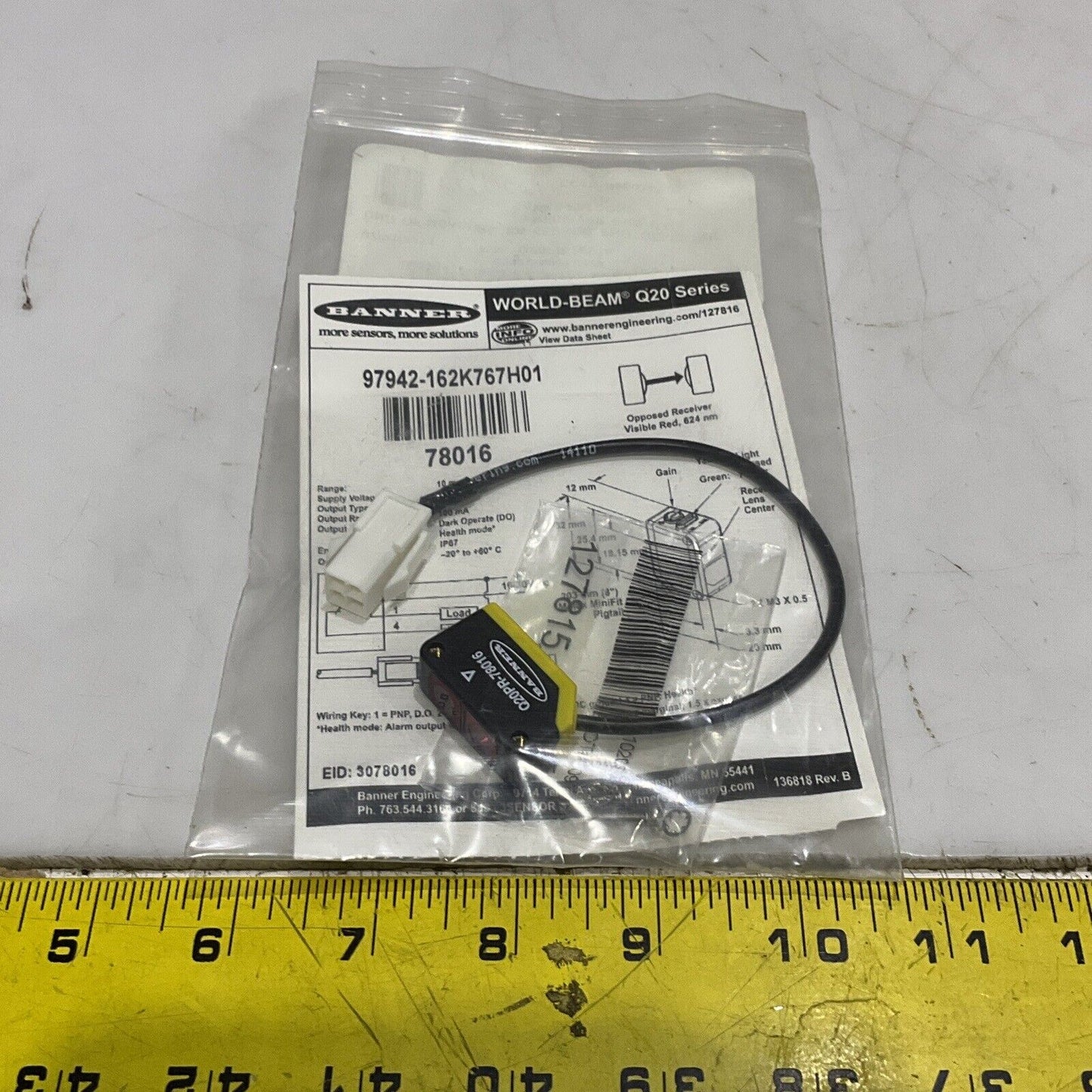 BANNER Q20PR-78016 PHOTOELECTRIC SENSOR PNP 4-PIN Q20 SERIES U3S