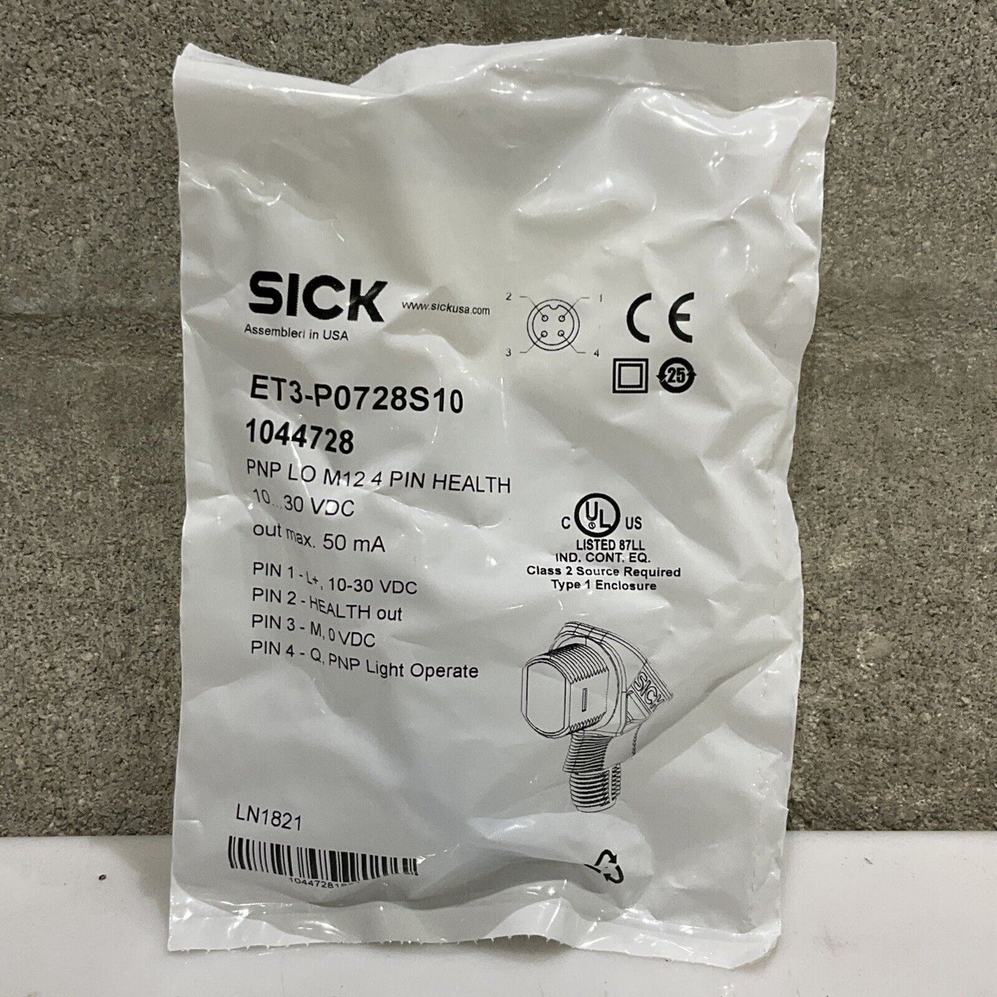 SICK ET3-P0728S10 1044728 PHOTOELECTRIC SENSOR 10-30 VDC 50MA U3S