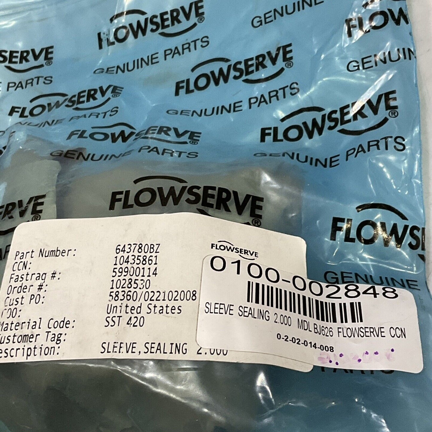 FLOWSERVE 643780BZ-420 SEAKING SLEEVE BJ626 2” 373