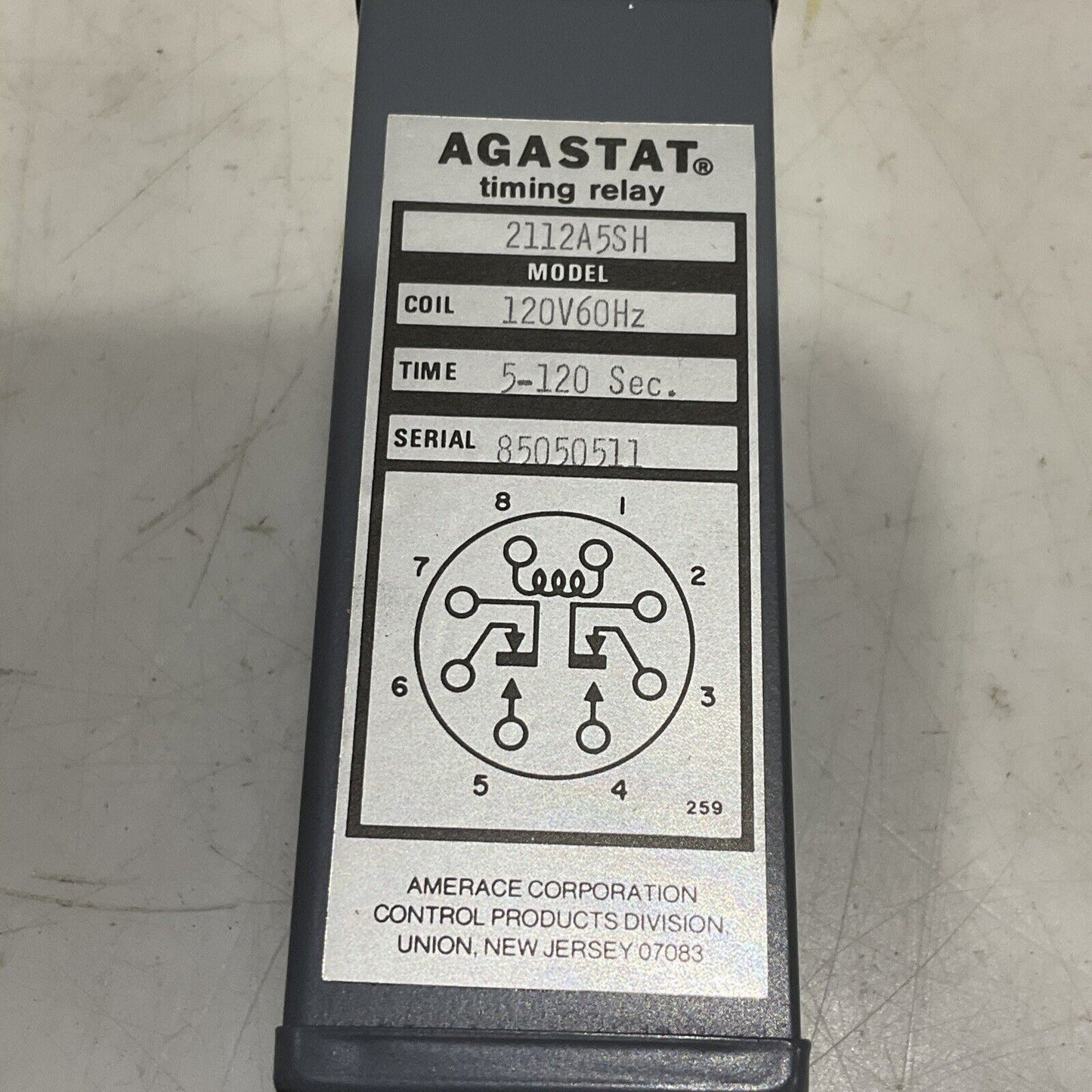 AGASTAT 2112A5SH TIMING RELAY 120V 60HZ 5-120SEC 373