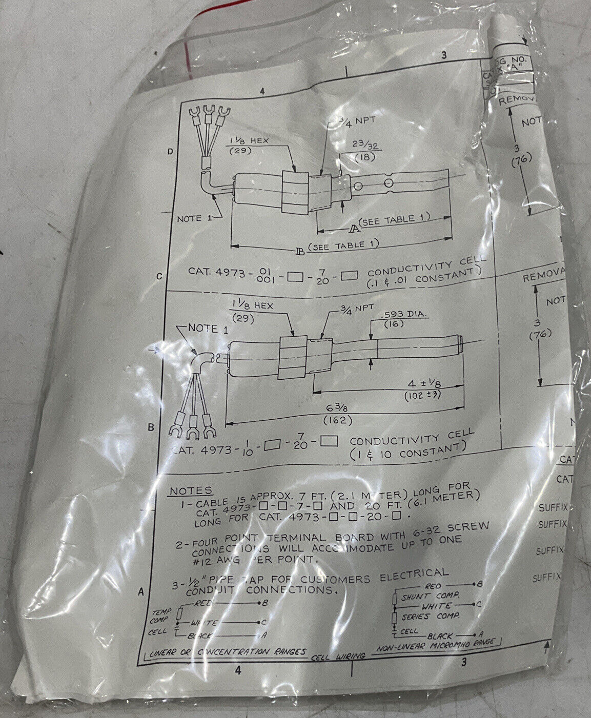 LEEDS AND NORTHRUP 4973-001-202-7-000 CONDUCTIVITY CELL 373