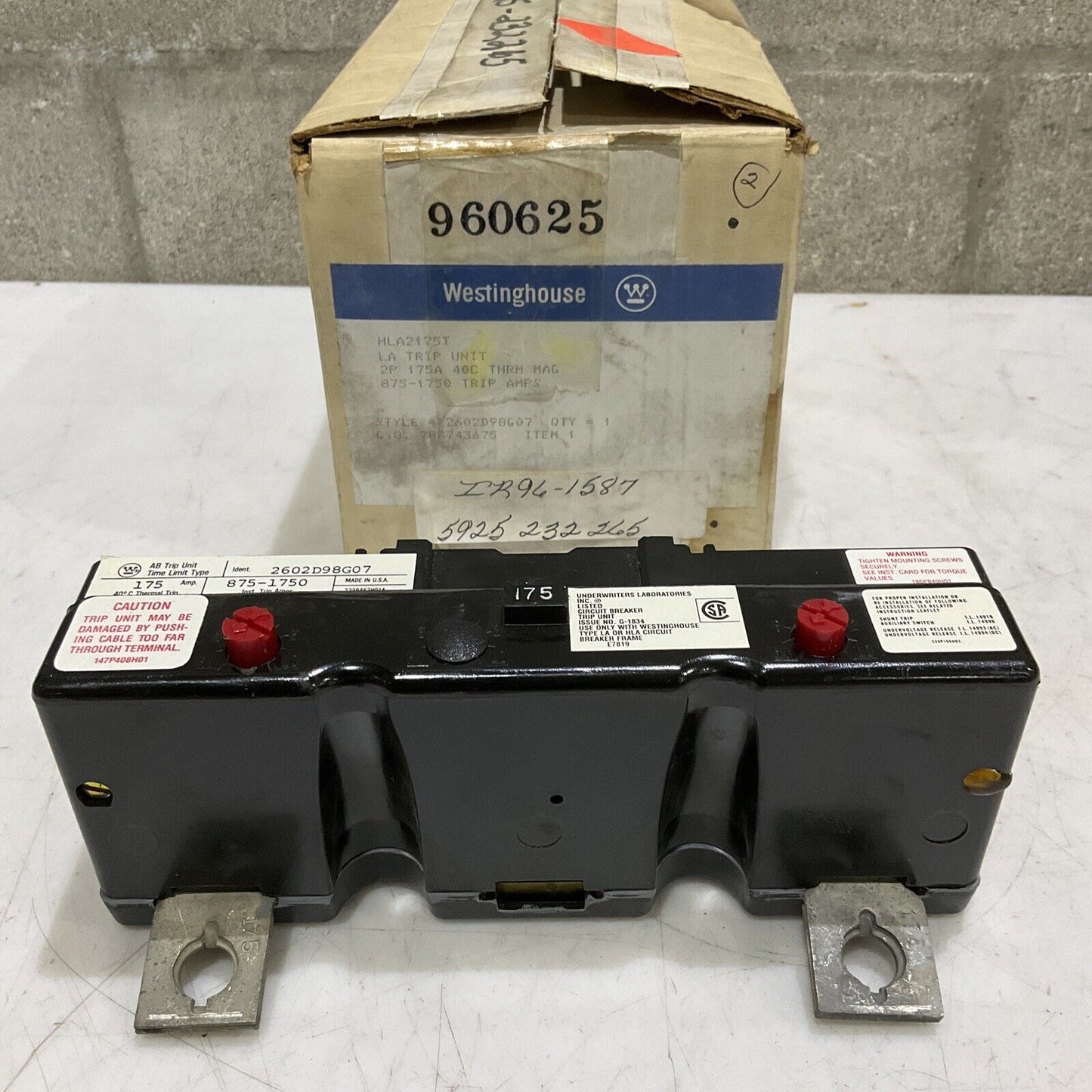 WESTINGHOUSE 875-1750 HLA2175T LA TRIP UNIT 2P 175A 40C 373