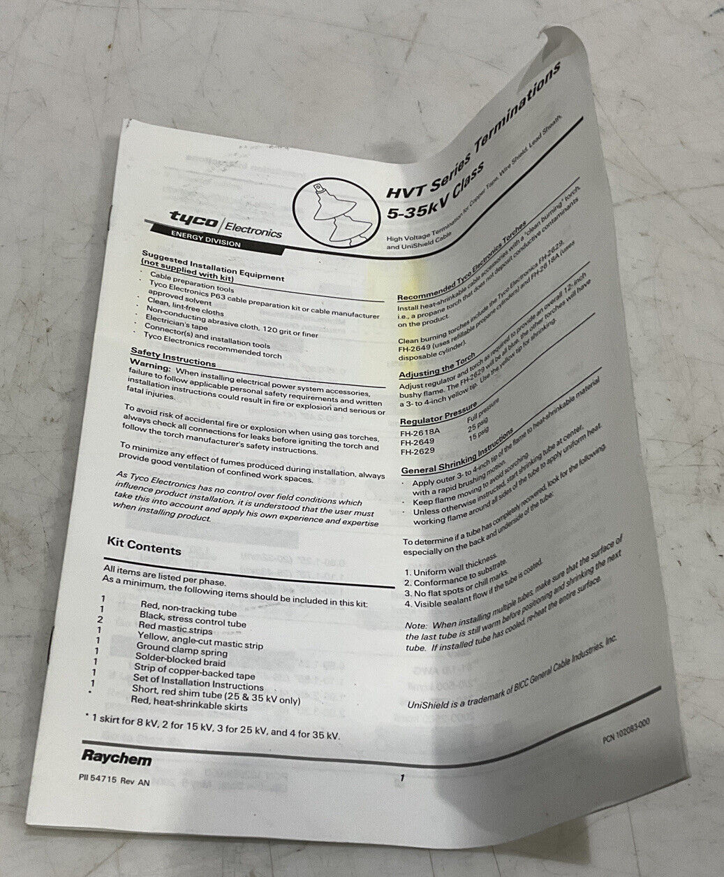 RAYCHEM HVT-83-SG OUTDOOR TERMINATION KIT LOT OF 3 373