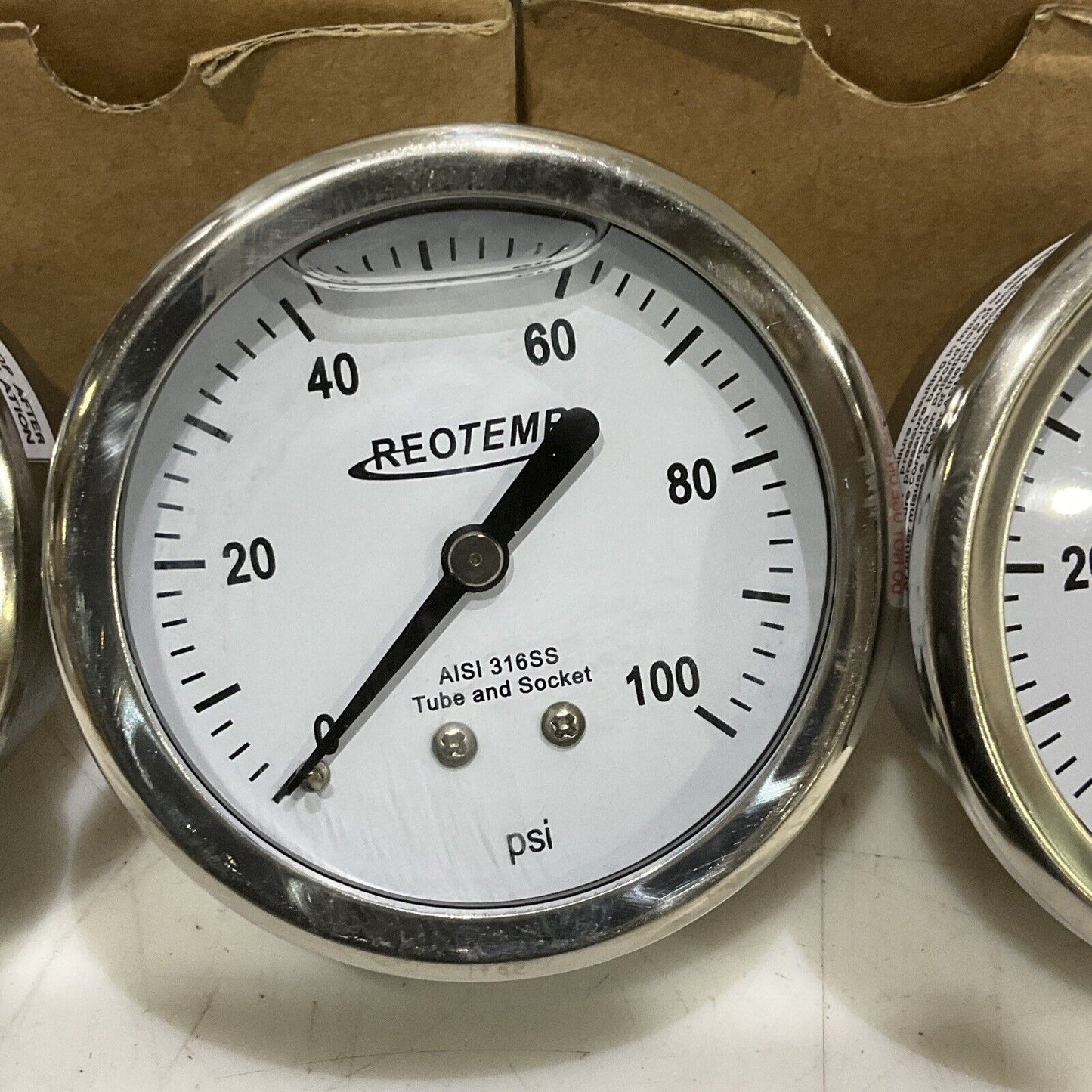 REOTEMP PM25C1C4P18-G-P GLYCERIN FILLED PRESSURE GAUGE 2.5” 100PSI LOT OF 3 373