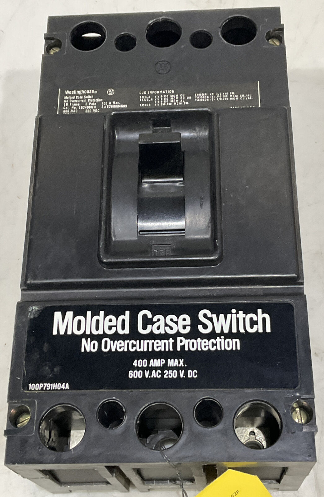 WESTINGHOUSE LB2400NW MOLDED CASE SWITCH 400AMP 373