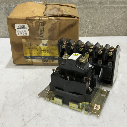 SQUARE D H0-60 AC CONTROL RELAY CLASS 8501 SERIES D 120-60/ 120-50 COIL 373