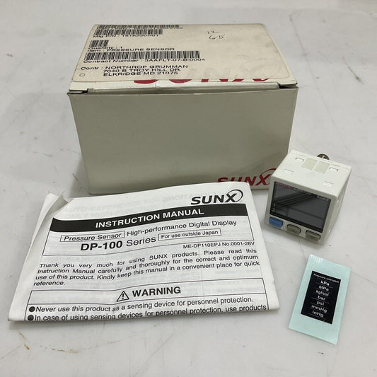 SUNX DP-111-E-P-J DIGITAL PRESSURE SENSOR DP-100 U3S