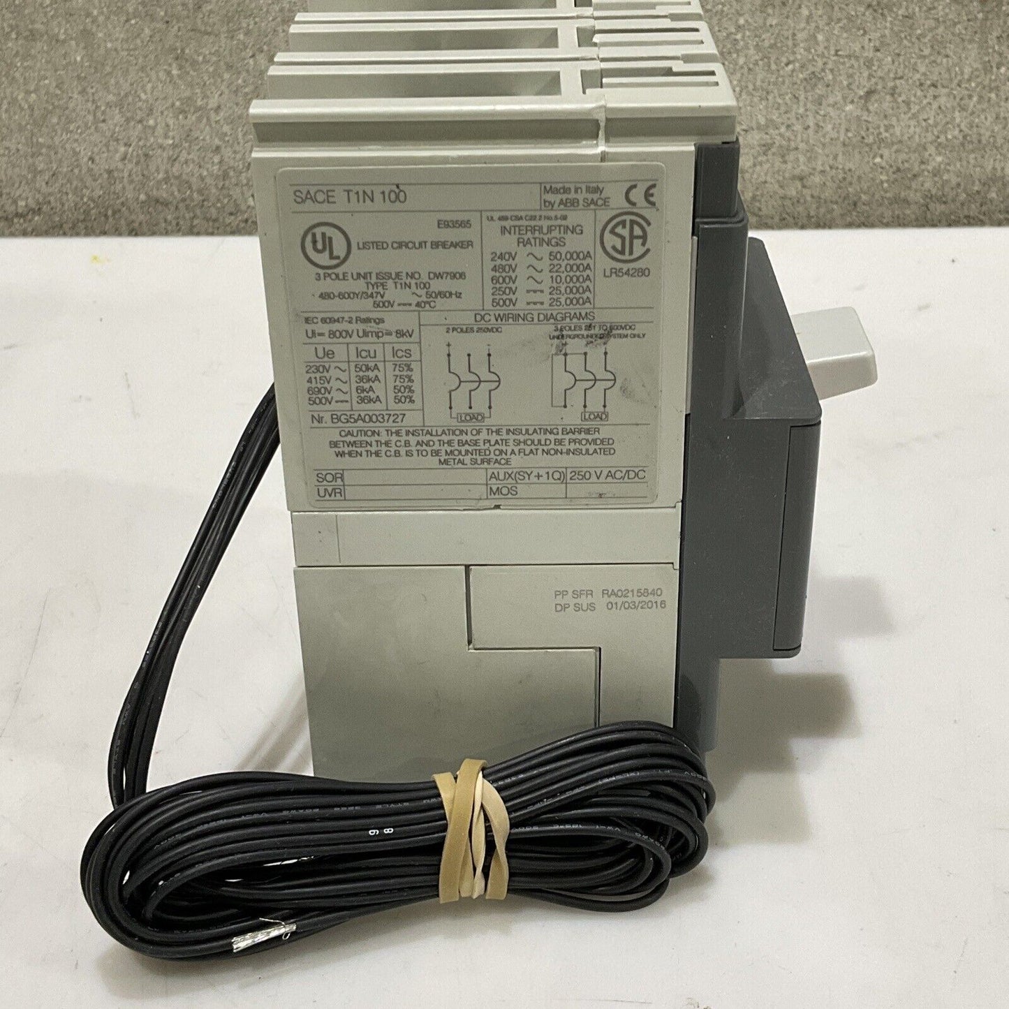 ABB SACE T1N 100 TMAX T1 N 100 CIRCUIT BREAKER 40A 3P U3S