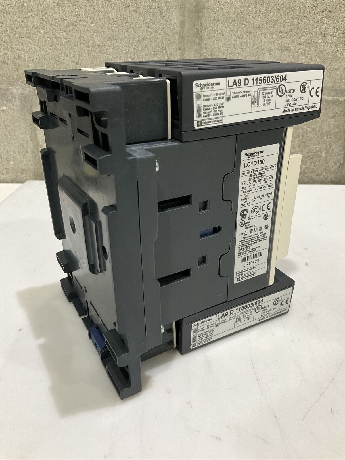 SCHNEIDER ELECTRIC LC1D150 NORMAL CONTACTOR 3P 120V 150A LA9 D 115603/604 U3S