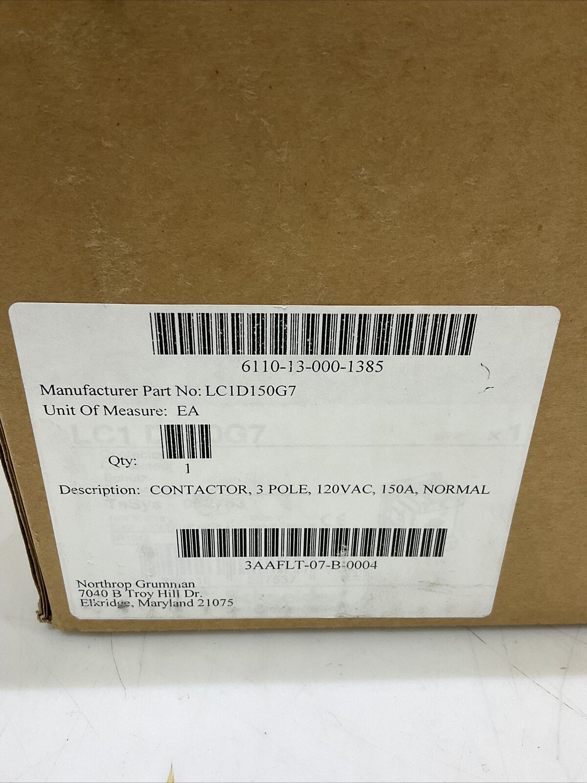 SCHNEIDER ELECTRIC LC1D150 NORMAL CONTACTOR 3P 120V 150A LA9 D 115603/604 U3S