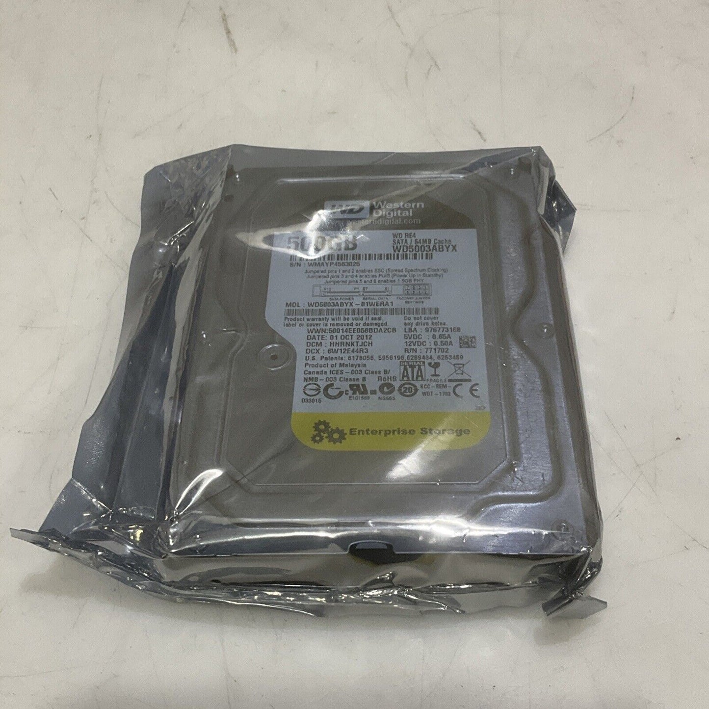 WD WESTERN DIGITAL WD RE4 SATA/64MB WD5003ABYX-01WERA1 SATA HARD DRIVE U3S