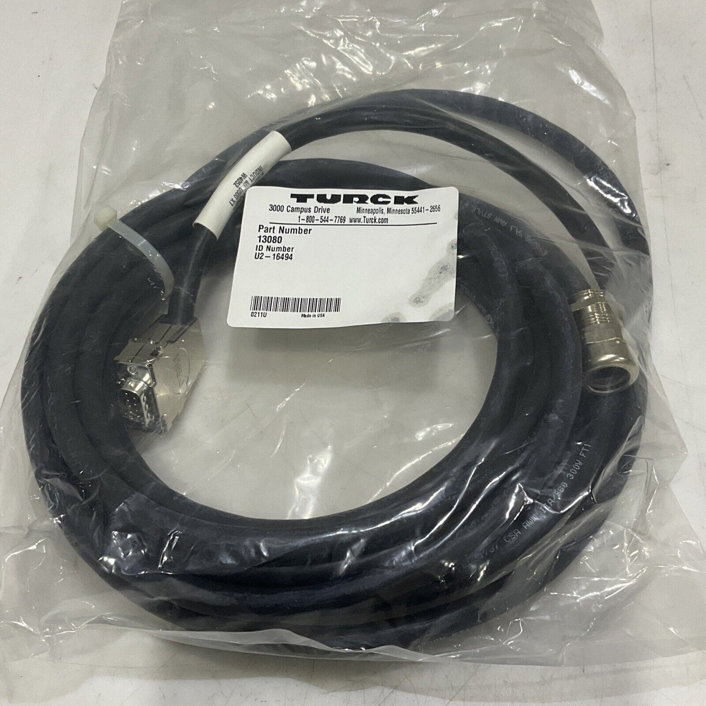 TURCK U2-16494 13080 CABLE ASSEMBLY RESOLVER W4052 U3S