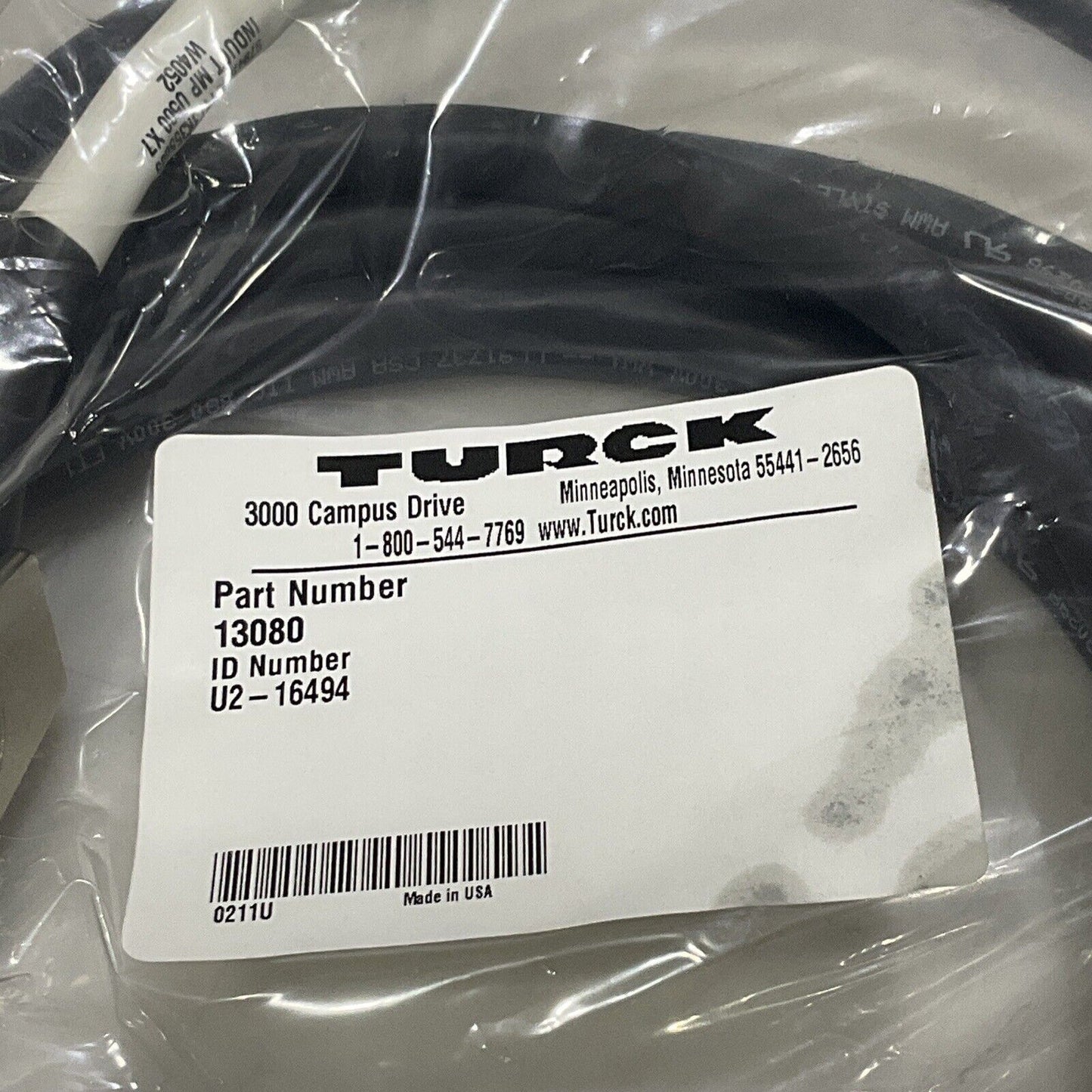 TURCK U2-16494 13080 CABLE ASSEMBLY RESOLVER W4052 U3S