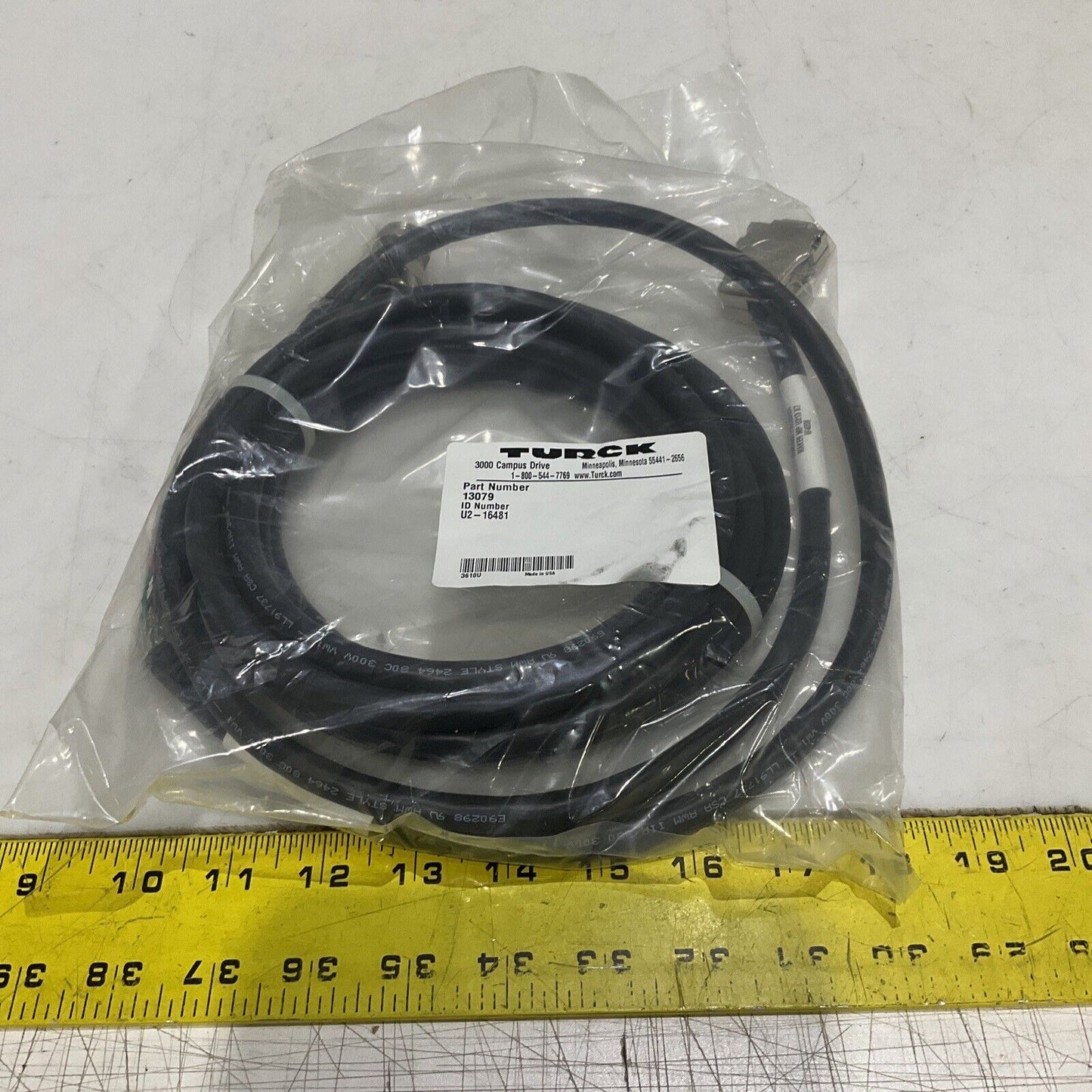 TURCK U2-16481 13079 CABLE ASSEMBLY MAKER MP U213 X7 W4006 U3S