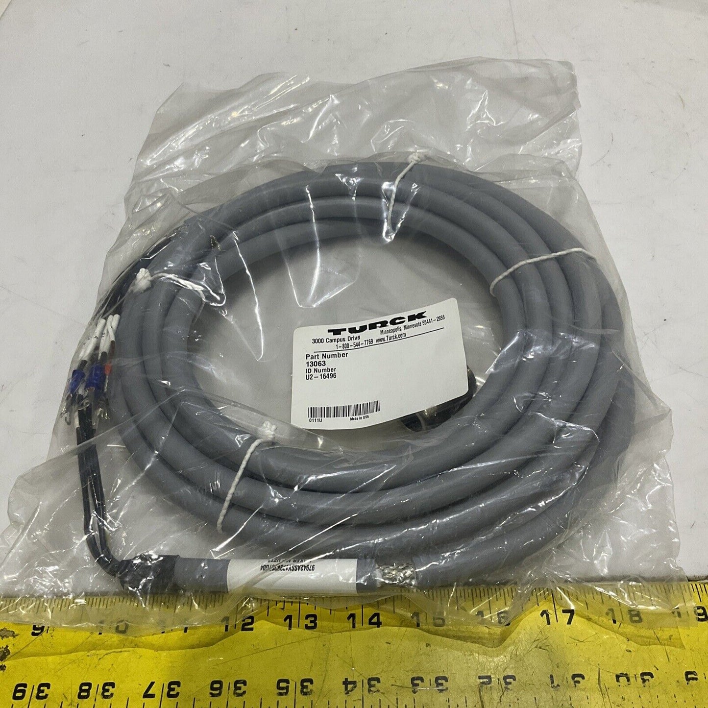 TURCK U2-16496 13063 CABLE ASSEMBLY W4008 0111 MAKER MP U213 U3S