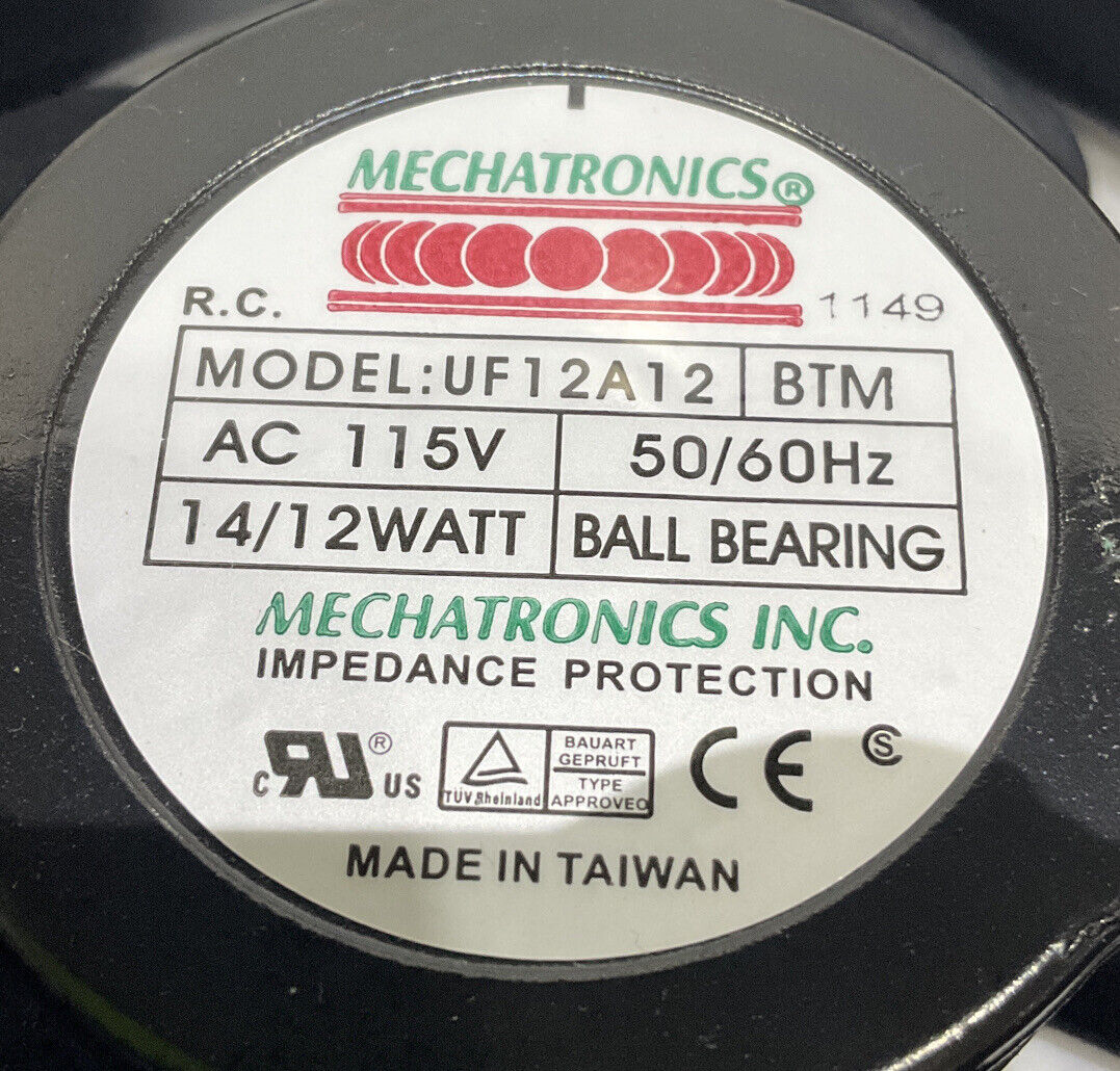 MECHATRONICS UF12A12 115V 50/60HZ 12WATT ALUMINUM FRAME COOLING FAN U3S