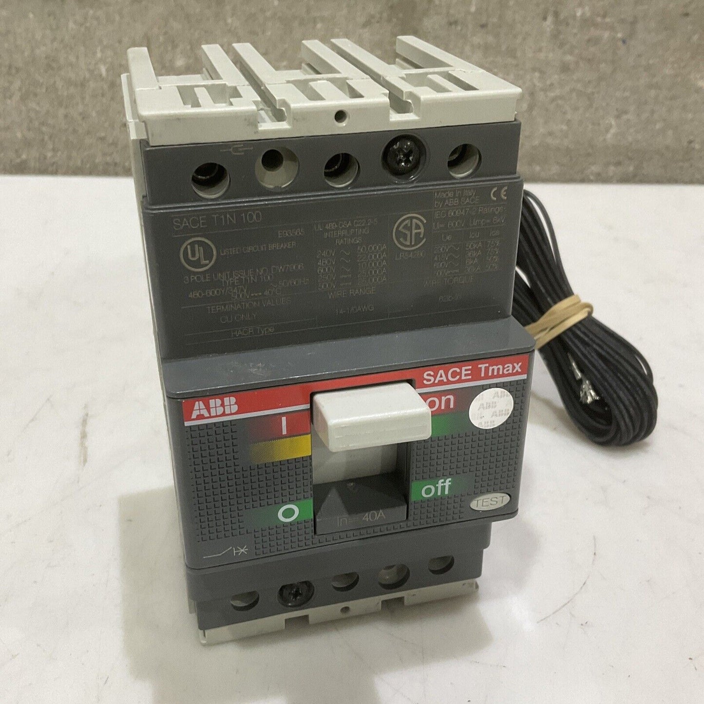 ABB SACE T1N 100 SACE TMAX T1N040TLA CIRCUIT BREAKER 40A 3POLE U3S