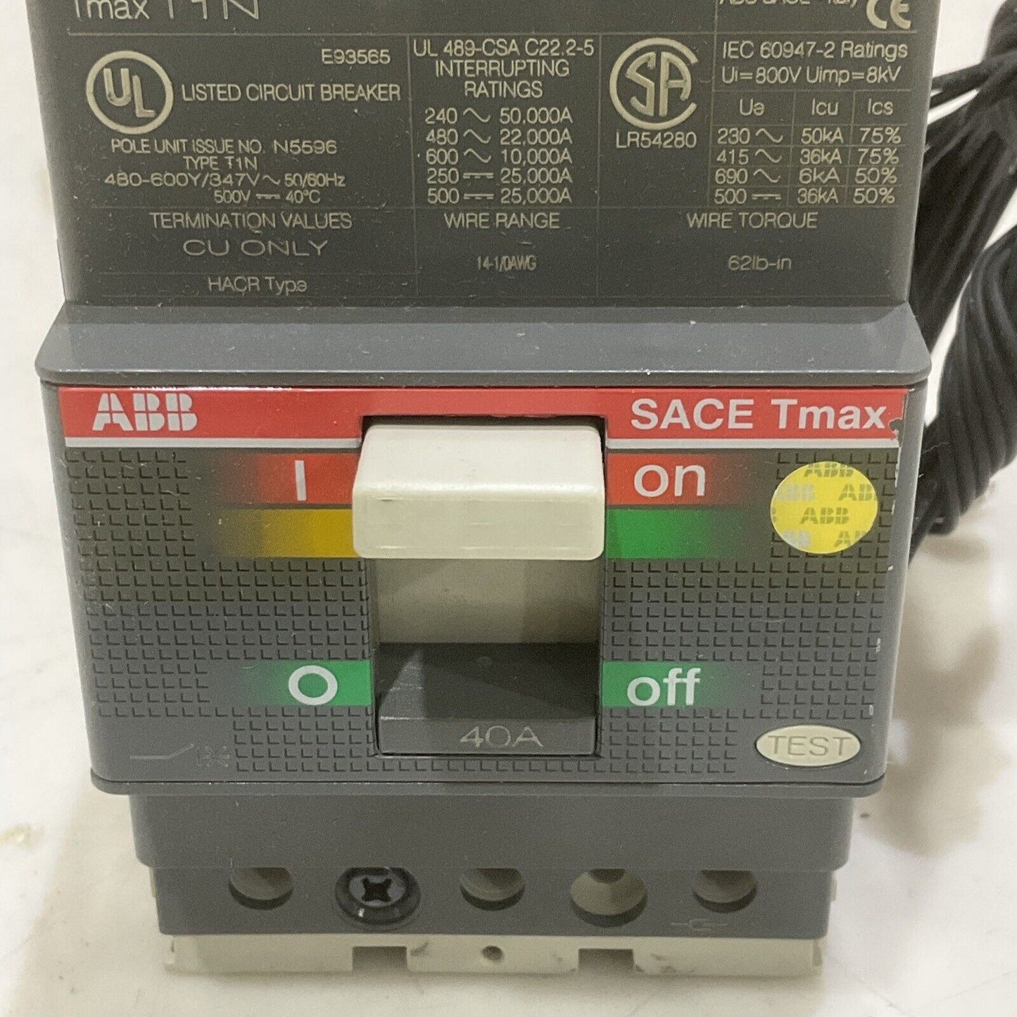 ABB SACE T1N SACE TMAX T1N CIRCUIT BREAKER 40A 3POLE U3S