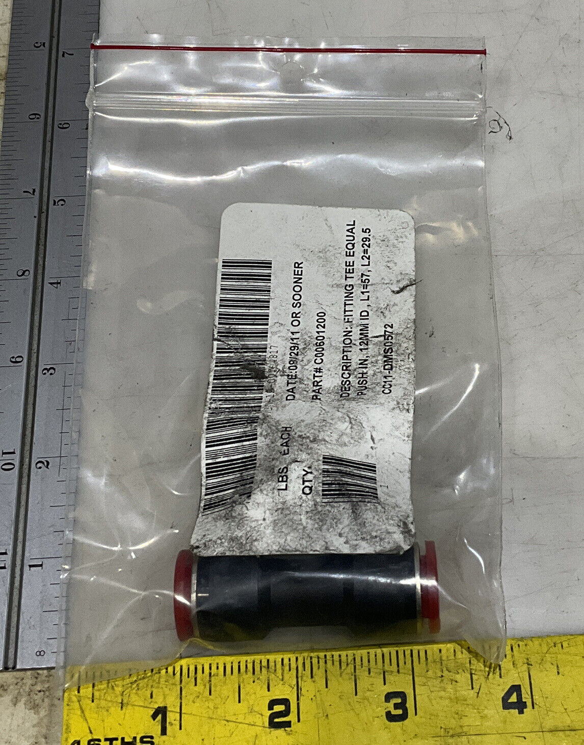 NORGREN C00601200 FITTING TEE EQUAL PUSHI IN 12MM LOT OF 6 U3S