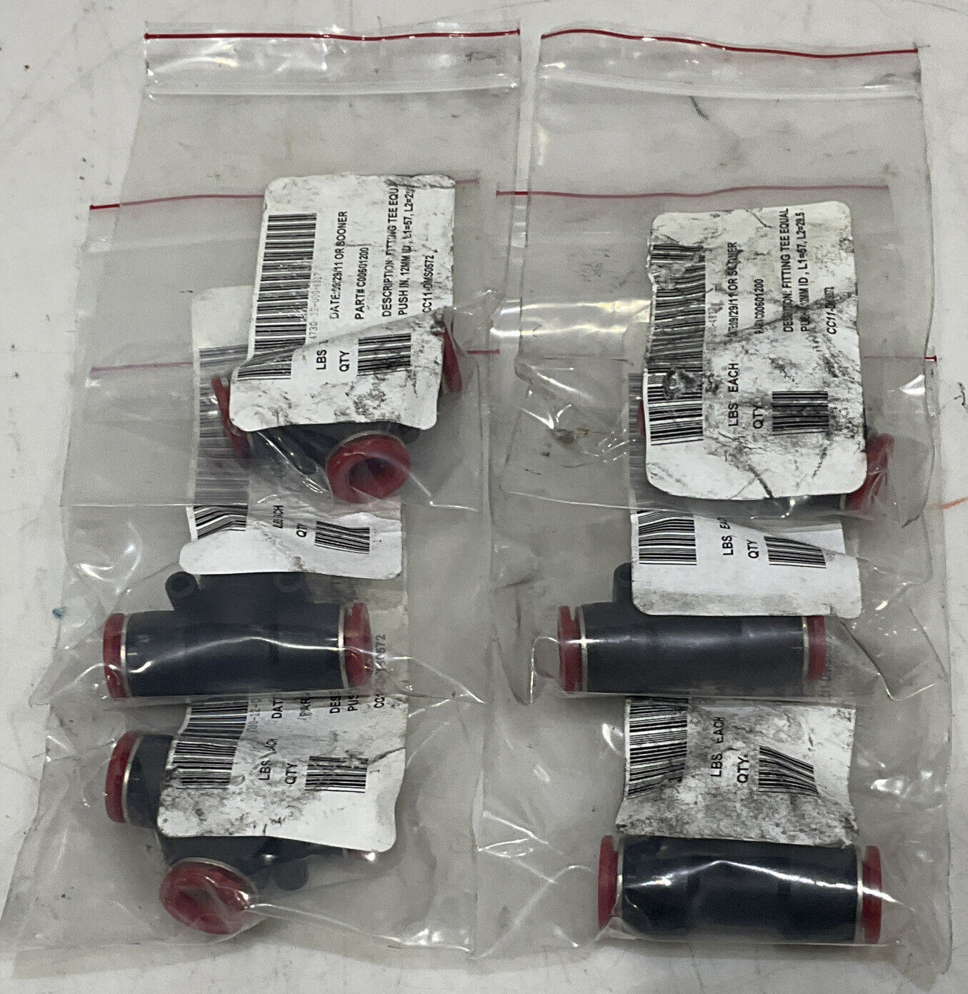 NORGREN C00601200 FITTING TEE EQUAL PUSHI IN 12MM LOT OF 6 U3S