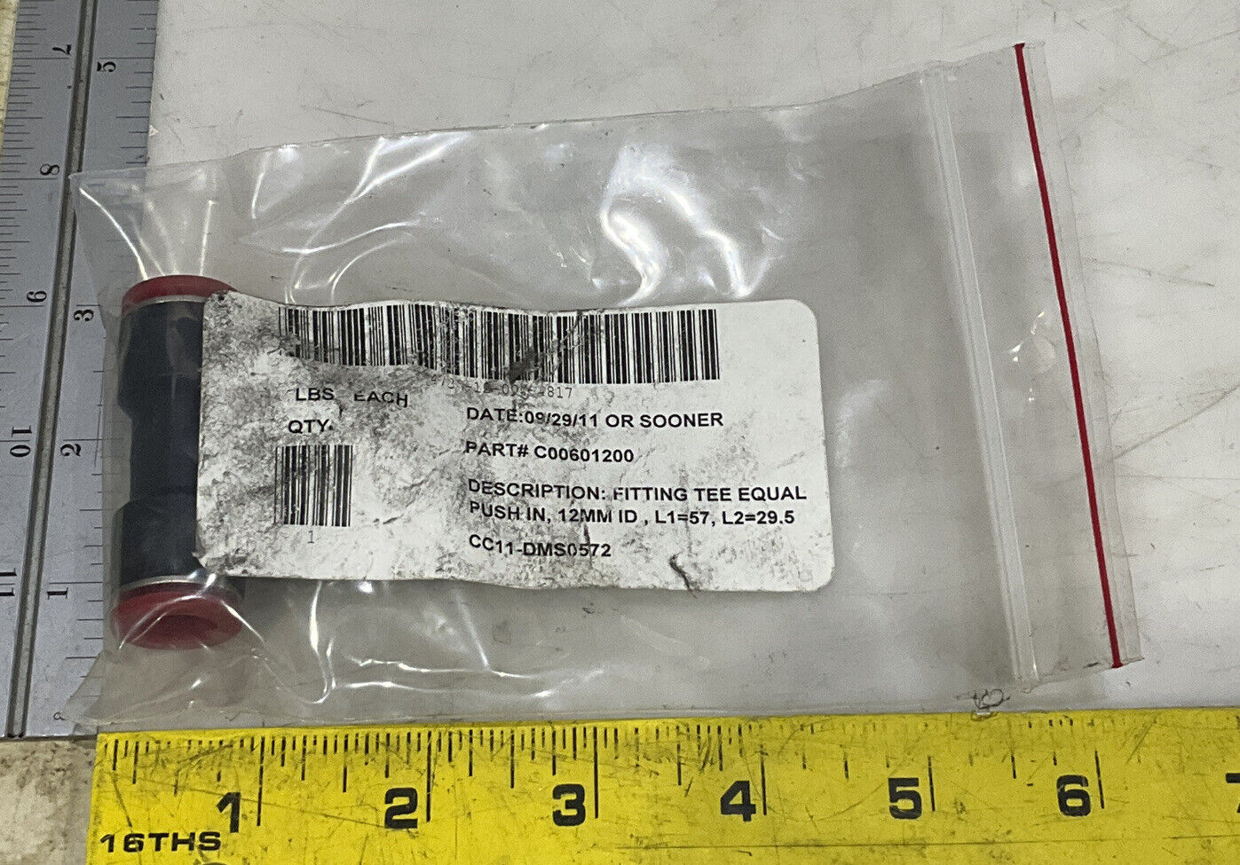 NORGREN C00601200 FITTING TEE EQUAL PUSHI IN 12MM LOT OF 6 U3S