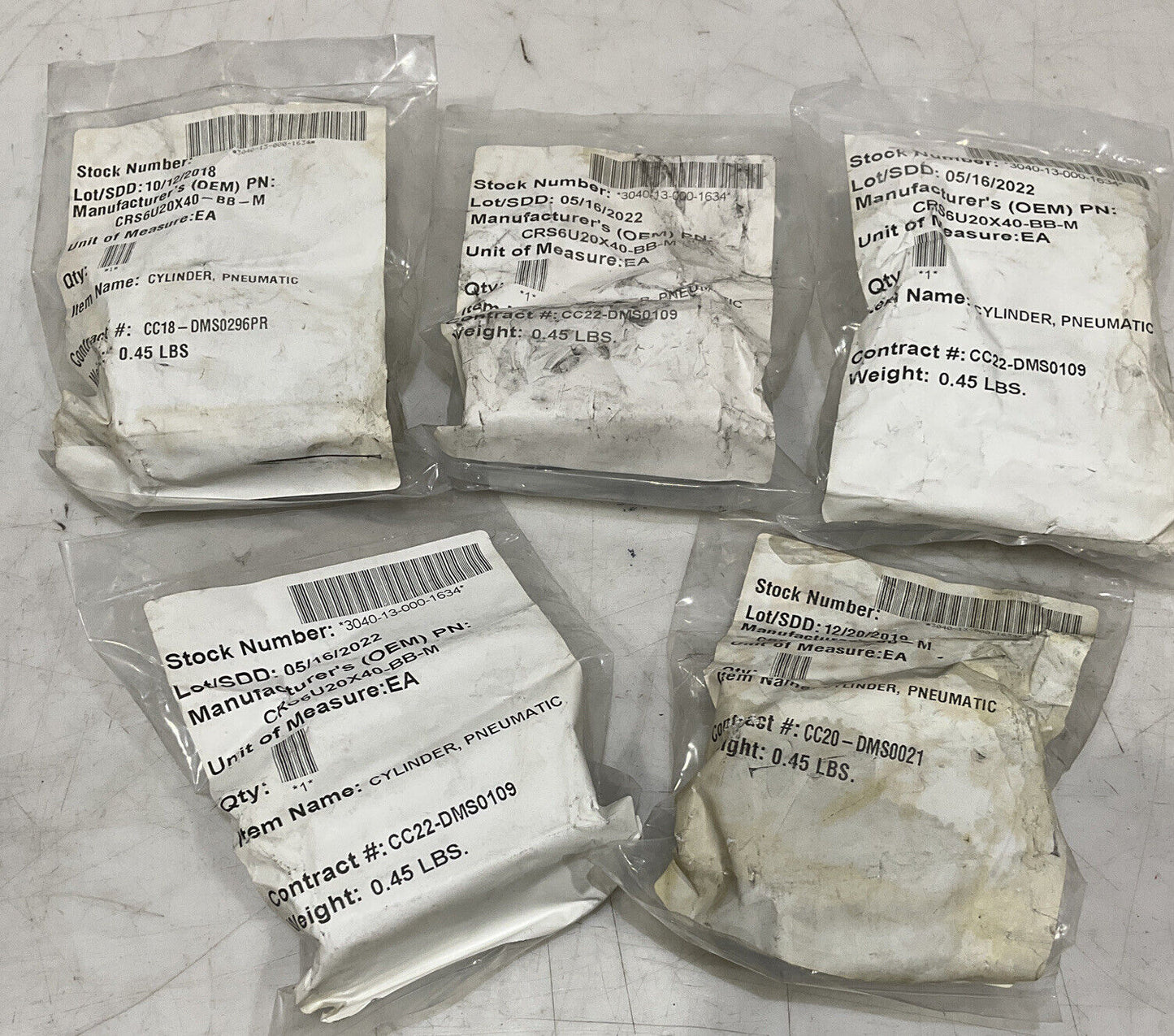 PHD CRS6U 13728834 01 COMPACT PNEUMATIC CYLINDER LOT OF 5 U3S